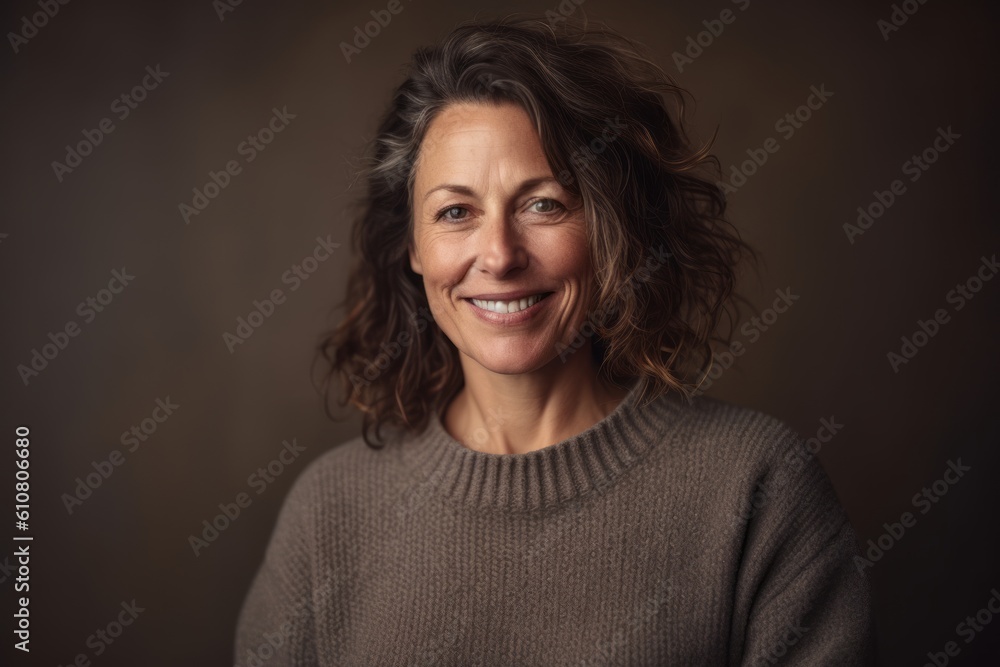 Portrait of a smiling middle-aged woman looking at the camera Portrait of a smiling middle-aged woman looking at the camera