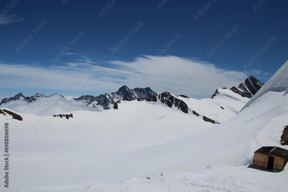Mountains Snow Glacier Swiss Alps peak Valley Snow Alpine Hights Glacier