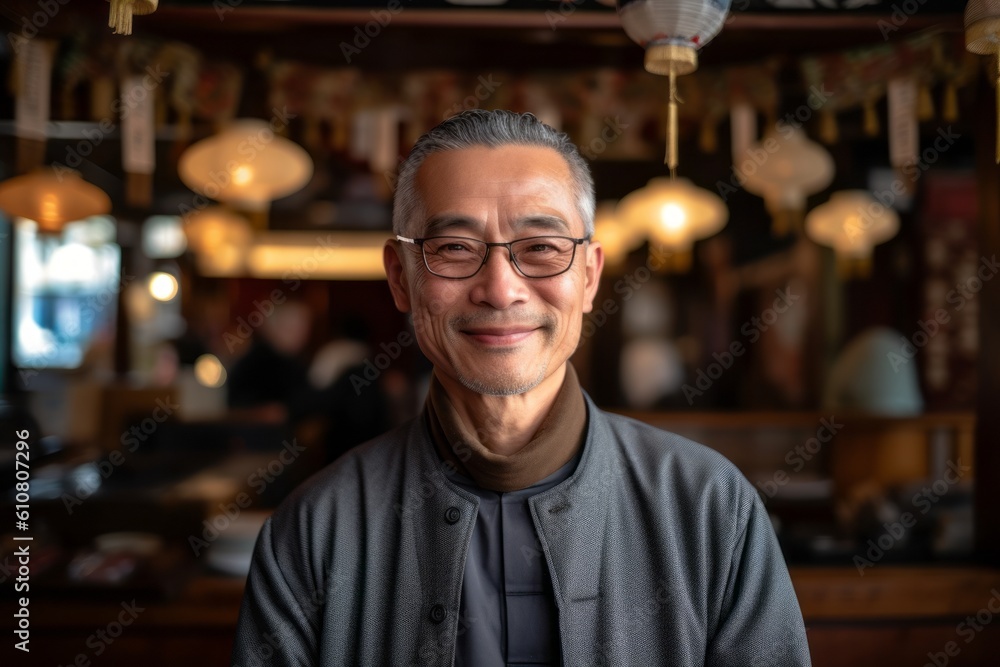 Portrait of senior asian man with eyeglasses in coffee shop Portrait of senior asian man with eyeglasses in coffee shop