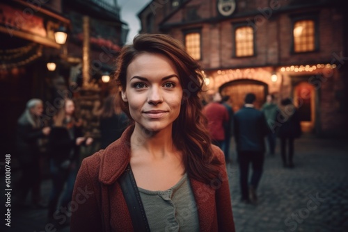 Portrait of a young woman in the old town of Prague.
