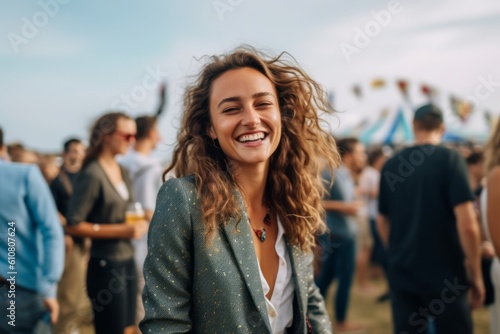 Portrait of a beautiful young woman on the background of a music festival © Robert MEYNER