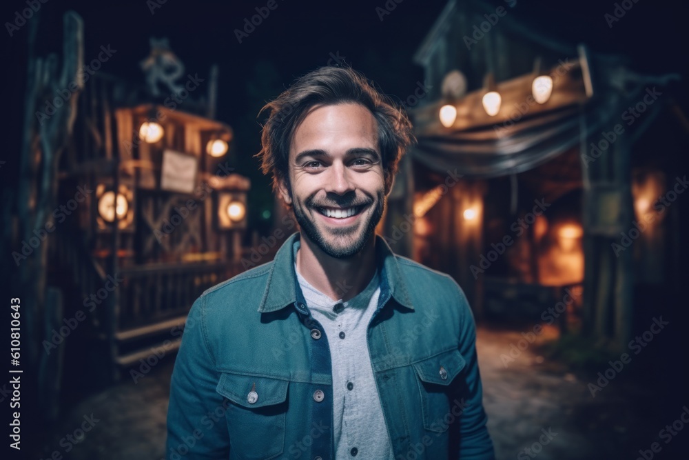 Portrait of a handsome young man in the old town at night. Portrait of a handsome young man in the old town at night.