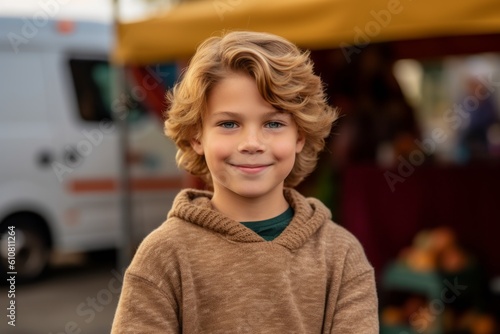 Wallpaper Mural Portrait of smiling boy looking at camera while standing at food truck Torontodigital.ca