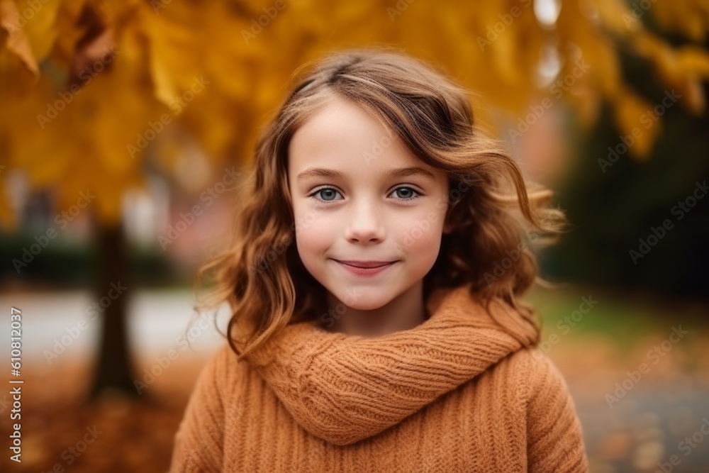 Portrait of a beautiful little girl in the autumn park. Beauty, fashion. Portrait of a beautiful little girl in the autumn park. Beauty, fashion.