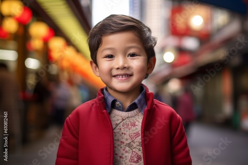 Portrait of a cute little boy in the streets of Tokyo, Japan © Robert MEYNER