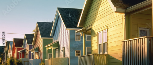 Colorful villa row houses.