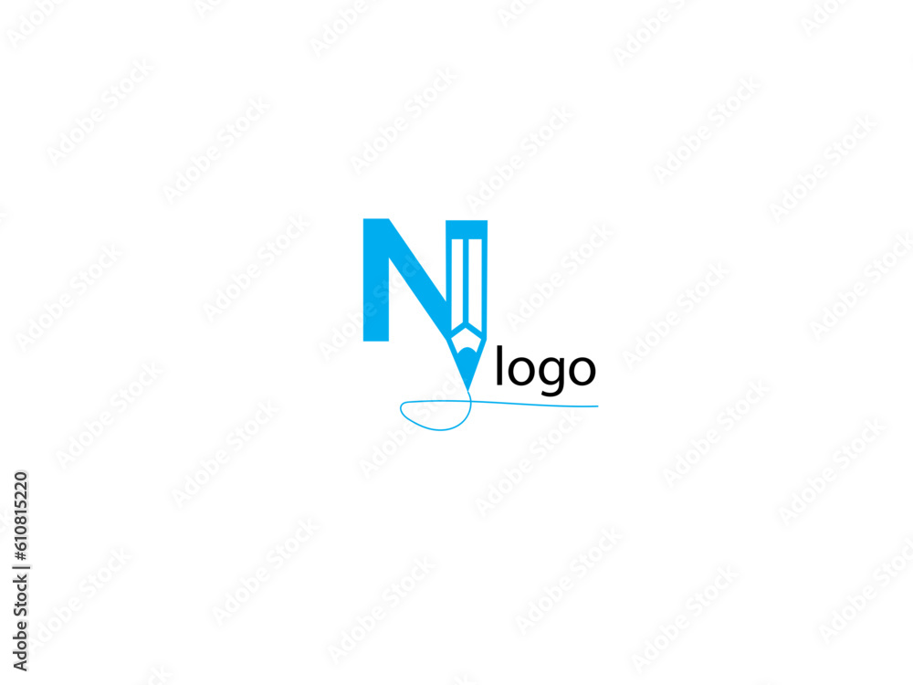 unique letter N and writing pen typography icon vector sign and symbol isolated on white background, Writing logo concept unique letter N and writing pen typography icon vector sign and symbol isolated on white background, Writing logo concept