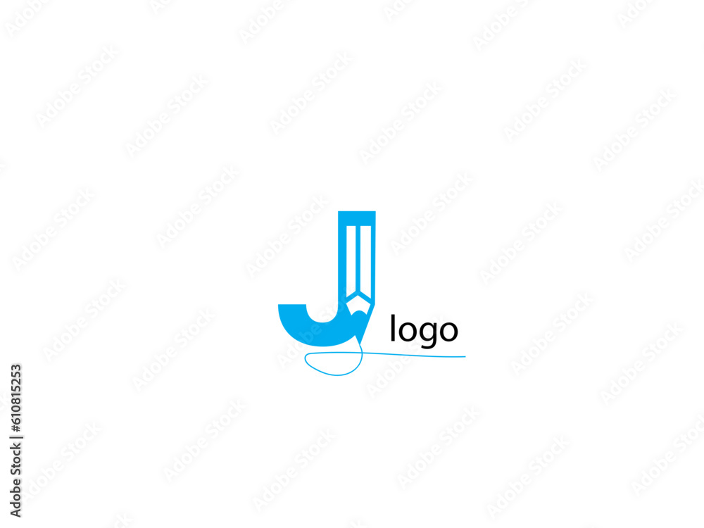 unique letter J and writing pen typography icon vector sign and symbol isolated on white background, Writing logo concept unique letter J and writing pen typography icon vector sign and symbol isolated on white background, Writing logo concept