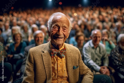 Wallpaper Mural Old man in a big hall of a theater with a large audience Torontodigital.ca