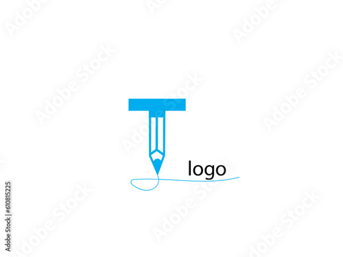 unique letter T and writing pen typography icon vector sign and symbol isolated on white background, Writing logo concept