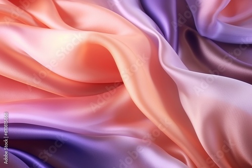 Background of various colors of billowing silk. Ai generated.