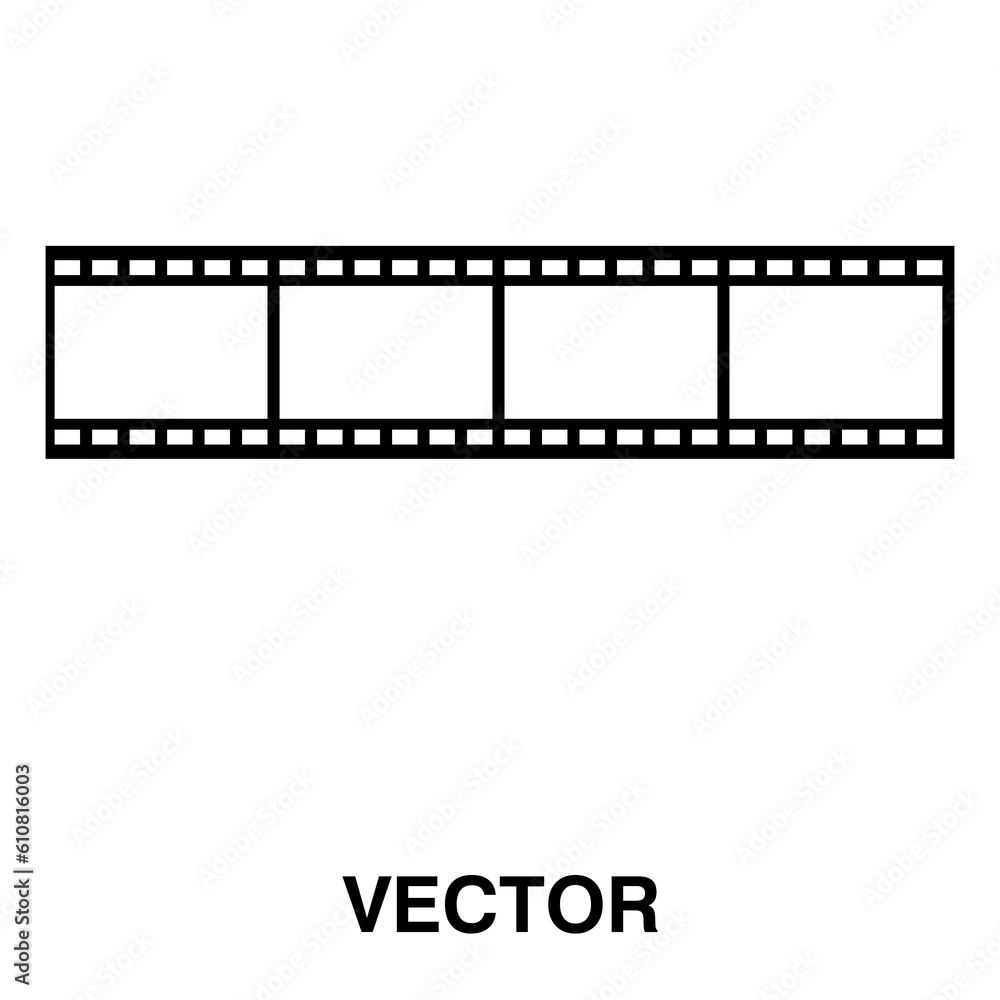 Film frame icon. Cinema symbol, video recording or viewing. A video or media display icon..eps
