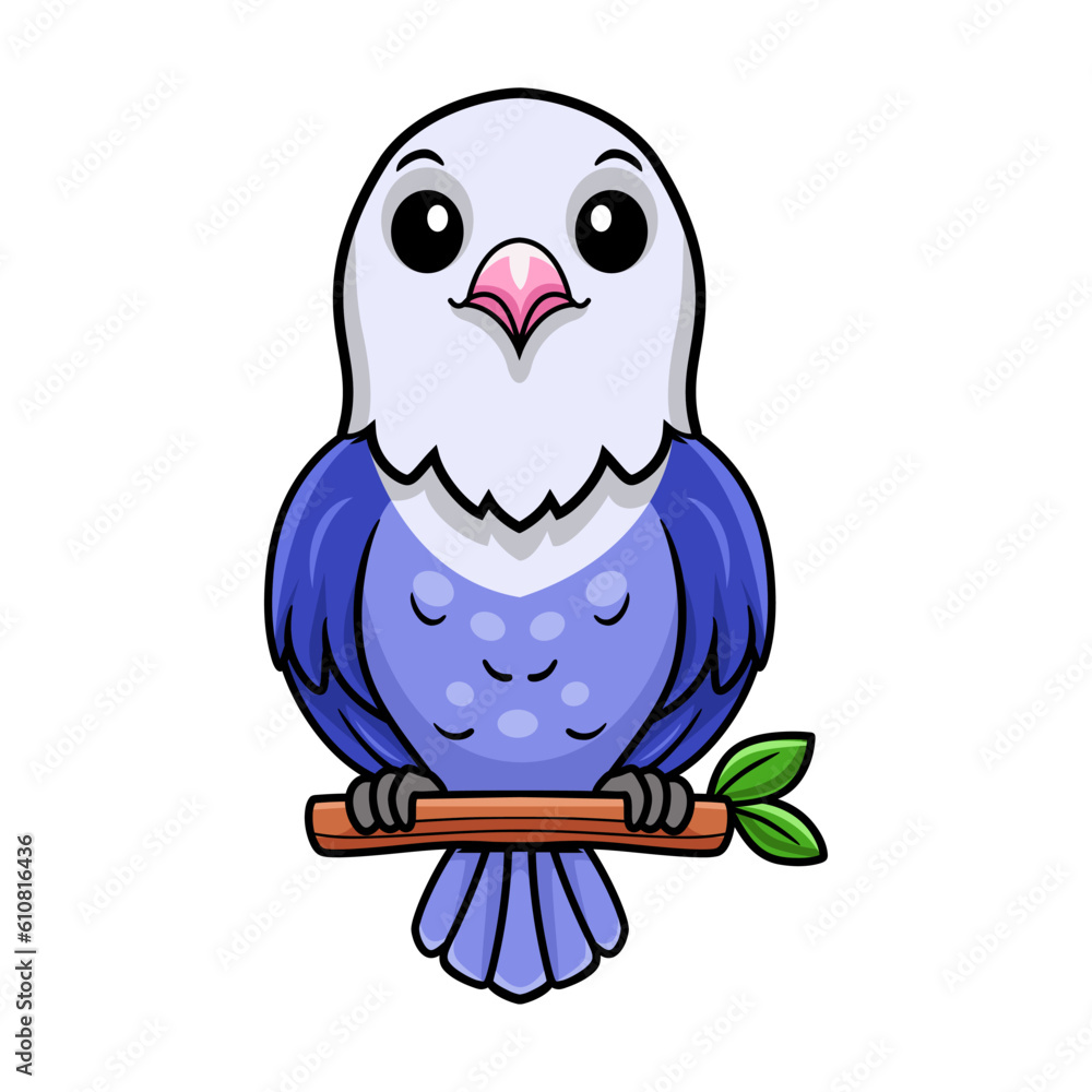 Cute violet love bird cartoon on tree branch Cute violet love bird cartoon on tree branch