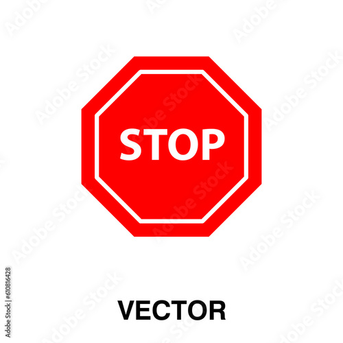 Red Stop Sign isolated on white background. Traffic regulatory warning stop symbol. Vector illustration.eps