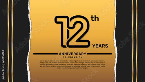 12 year anniversary celebration design template, vector template illustration