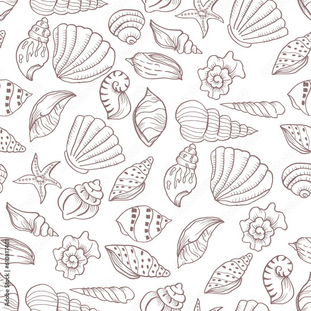 seamless pattern with sea shells seamless pattern with sea shells