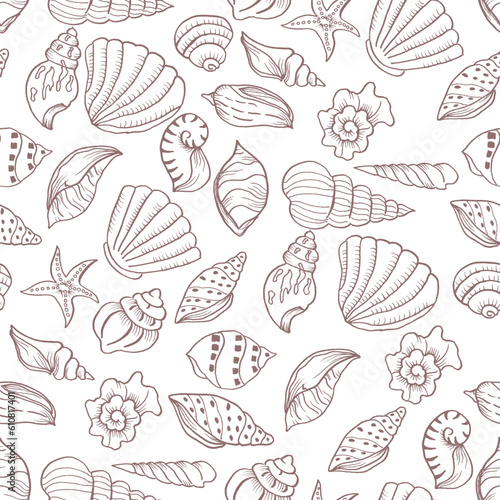 seamless pattern with sea shells