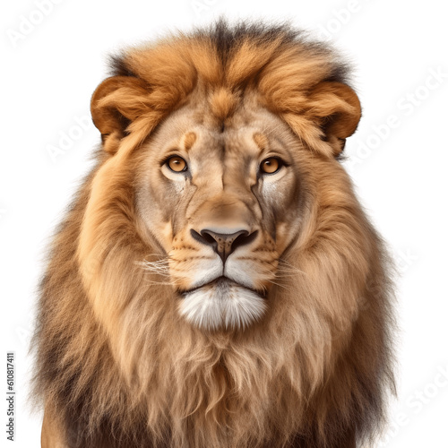 Portrait of a lion face shot isolated on white background © The Stock Guy