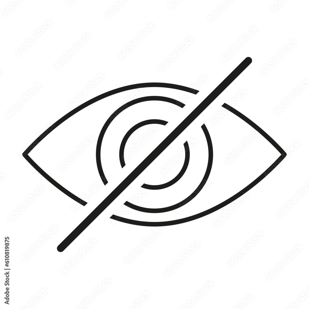 hidden eye icon, invisible view, forbidden see, thin line symbol. Vector illustration. stock image. hidden eye icon, invisible view, forbidden see, thin line symbol. Vector illustration. stock image.