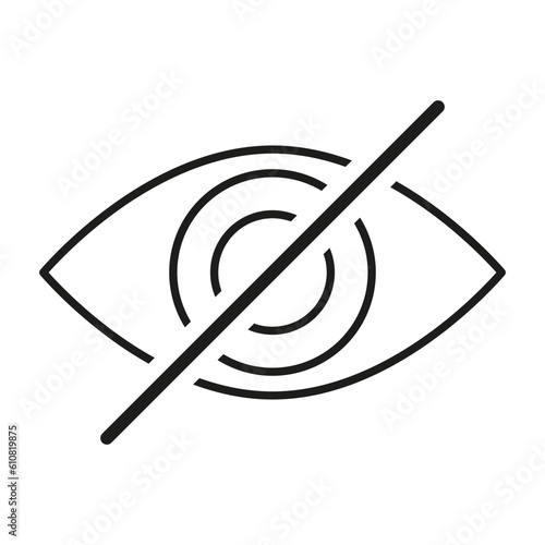hidden eye icon, invisible view, forbidden see, thin line symbol. Vector illustration. stock image.