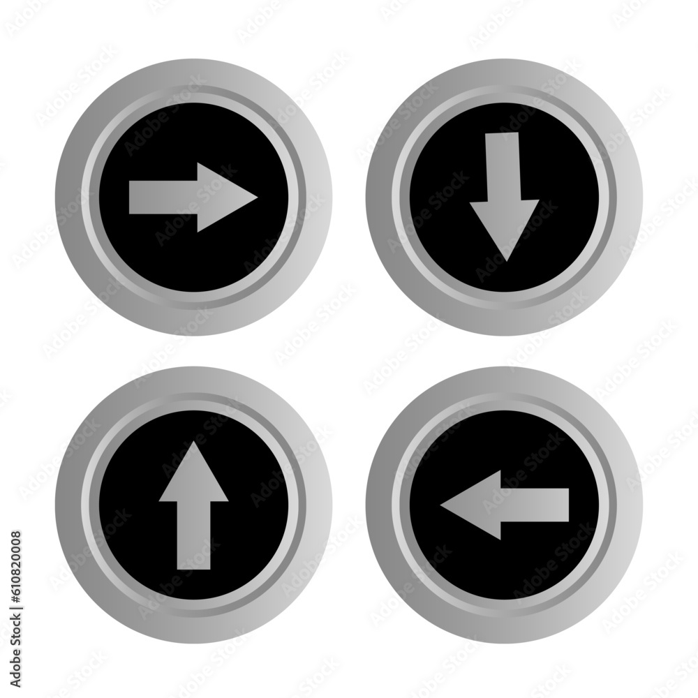 Black circular buttons with arrows. Vector illustration. Black circular buttons with arrows. Vector illustration.