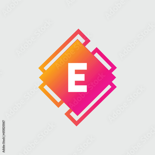 E Letter Logo abstract geometric design vector template Logotype icon Digital Technology style.