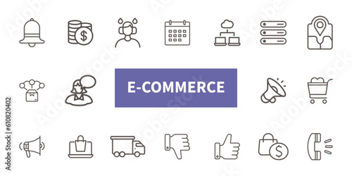 E-commerce line icon set isolated on white background vector design