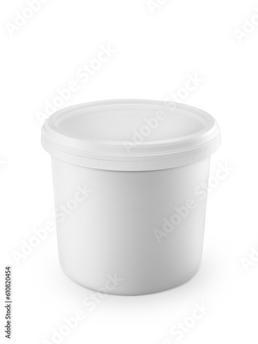 White plastic bucket, transparent background