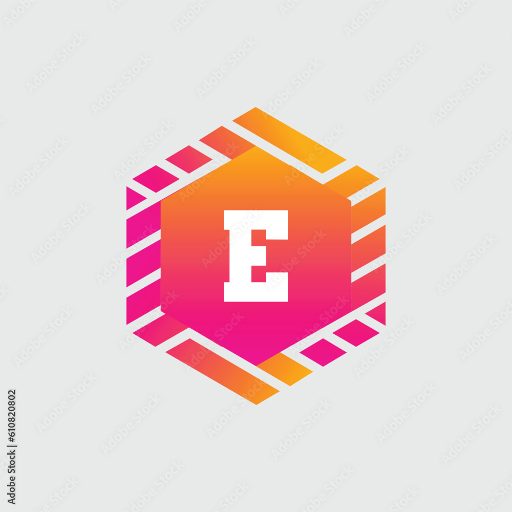 Obraz premium E Letter Logo abstract geometric design vector template Logotype icon Digital Technology style.