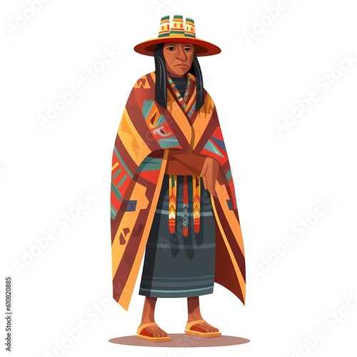 Generative AI Clipart of Indigenous Inca man, wearing simple robes, indigenous woman going through a crisis