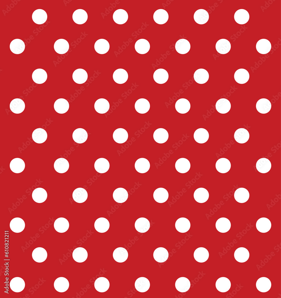 Polkadot pattern, holiday background, white circles on red background, 