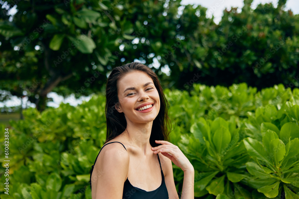 nature woman walk beautiful smiling park t-shirt freedom carefree lifestyle summer nature woman walk beautiful smiling park t-shirt freedom carefree lifestyle summer