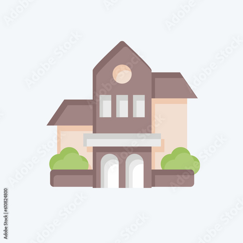 Icon Bishop Museum. related to Hawaii symbol. flat style. simple design editable. vector