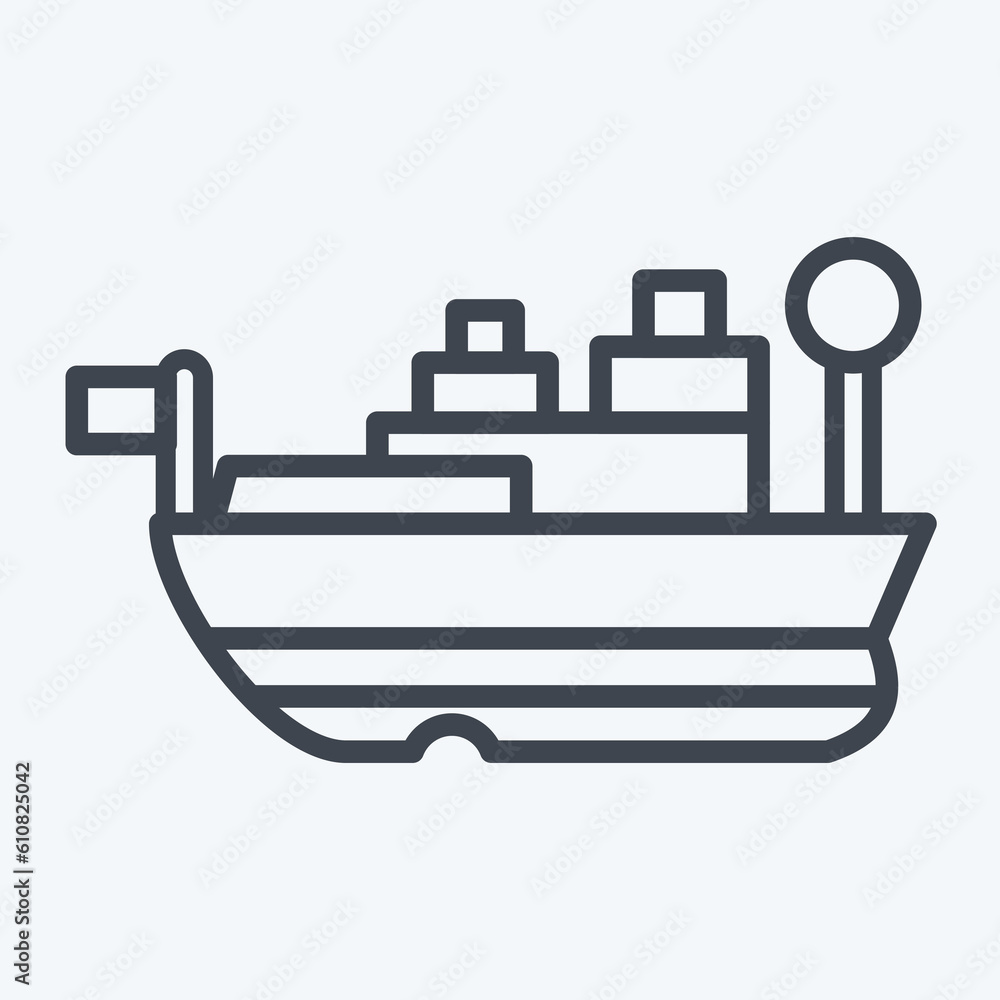 Icon USS Missouri. related to Hawaii symbol. line style. simple design editable. vector Icon USS Missouri. related to Hawaii symbol. line style. simple design editable. vector