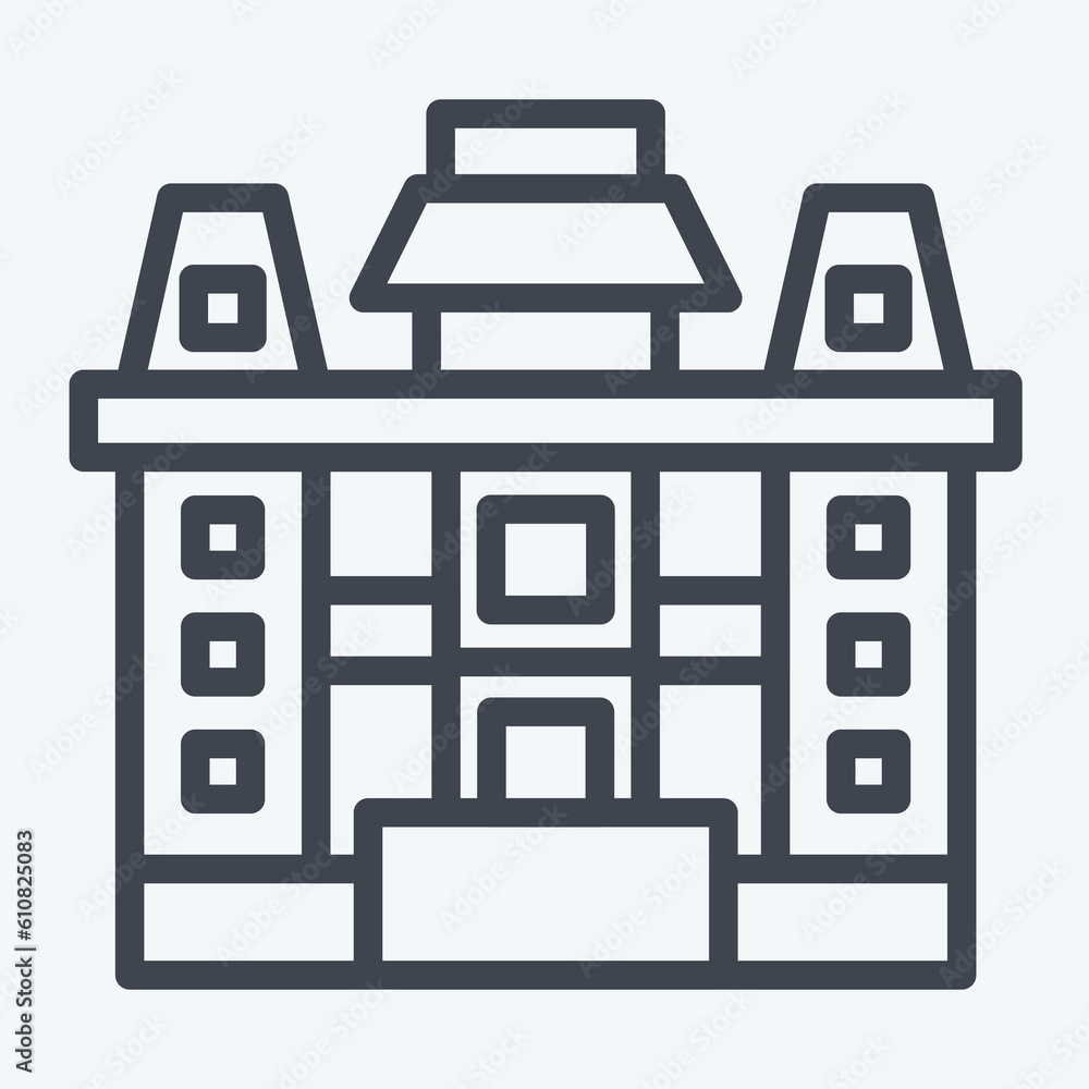 Icon Iolani Place. related to Hawaii symbol. line style. simple design editable. vector Icon Iolani Place. related to Hawaii symbol. line style. simple design editable. vector