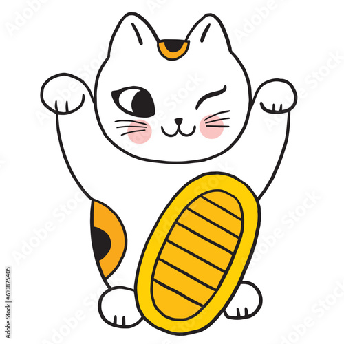 Cartoon cute lucky charm cat vector.