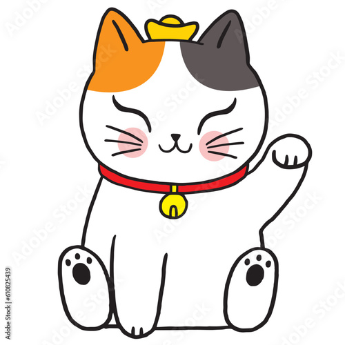 Cartoon cute lucky charm cat vector.