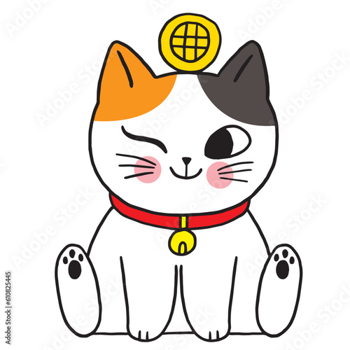 Cartoon cute lucky charm cat vector.