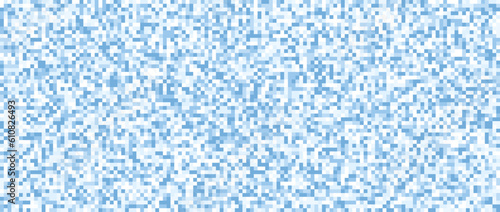 Seamless pixelated blue texture. Navy noise grain pattern. Sapphirine mosaic background. Light blue shades vector background