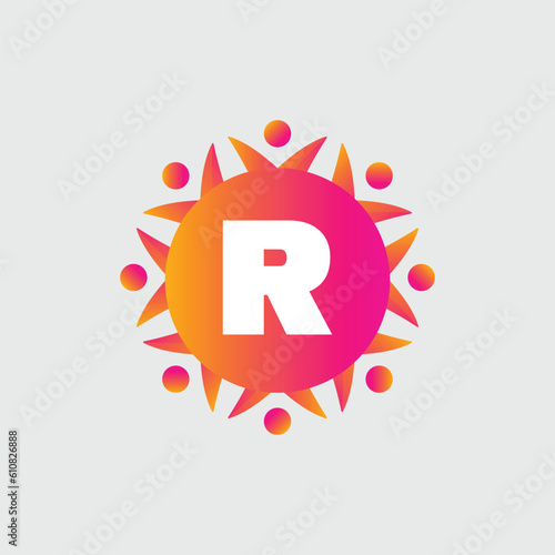 R Letter Logo abstract geometric design vector template Logotype icon Digital Technology style.