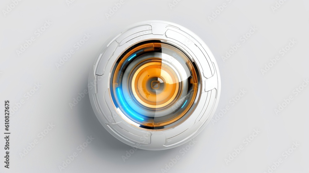 Fototapeta premium Abstract 3d button, aim control and digital interface, button technology and future tech game, target borders and metallic frames, user data UI display button, Generative AI illustration