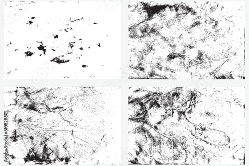 Abstract grunge overlay of parchment paper in black and white. Set of old weathered burnt textured paper over lay. Paper for calligraphy memoir records and book making. Design element, vector. 