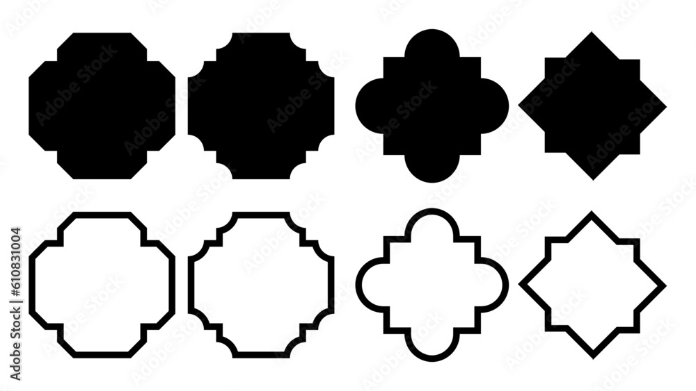 set of geometric mosaic shapes set of geometric mosaic shapes