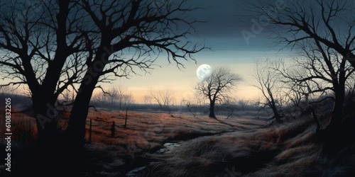 rise of a mystical moon casting a soft silver glow over a serene landscape Generative AI Digital Illustration Part#060623 
