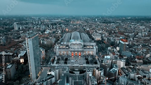 Drone footage of Milan, Italy photo