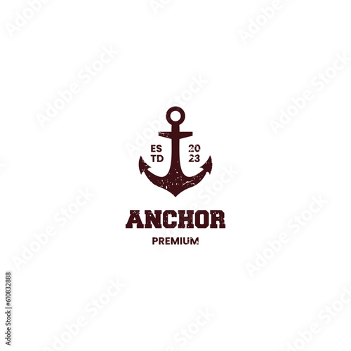 classic vintage retro anchor logo design with grunge effect