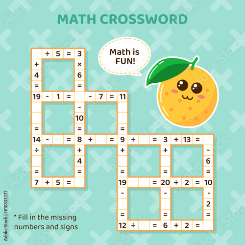 Obraz na płótnie Math Crossword puzzle for kids