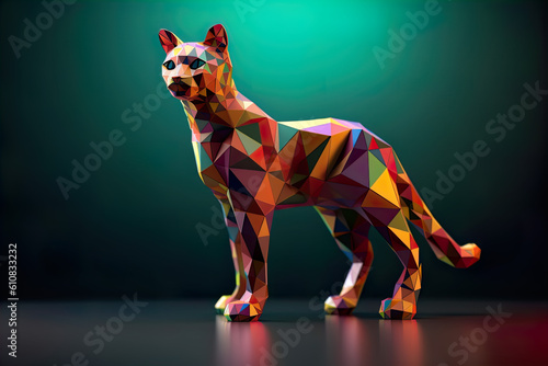 Colorful Geometric Cat Illustration. Generative AI