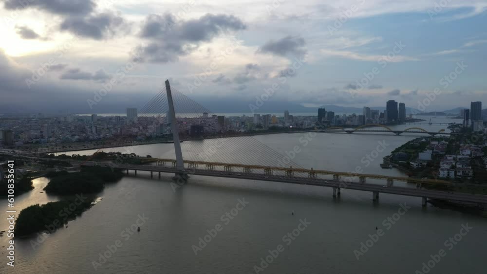 Aerial view of Da Nang at sunset which is a very famous destination. Aerial view of Da Nang at sunset which is a very famous destination.