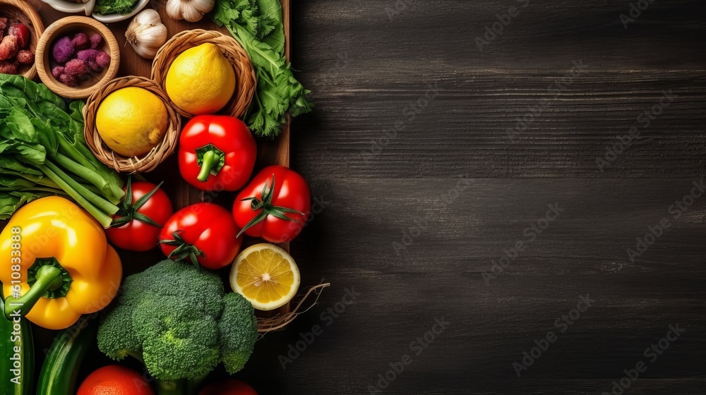 Vegetables on wooden background. Healthy food concept. Top view. Space for text Vegetables on wooden background. Healthy food concept. Top view. Space for text